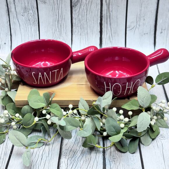 Rae Dunn Christmas Soup Bowls Santa and HoHoHo - Picture 1 of 2